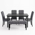 thumbnail image 2 of Home Design Guysaka 6-Piece Dining Set with Modern Rectangular Table, 4 Upholstered Corduroy Dining Chairs & Upholstered Bench, Gray, 2 of 18