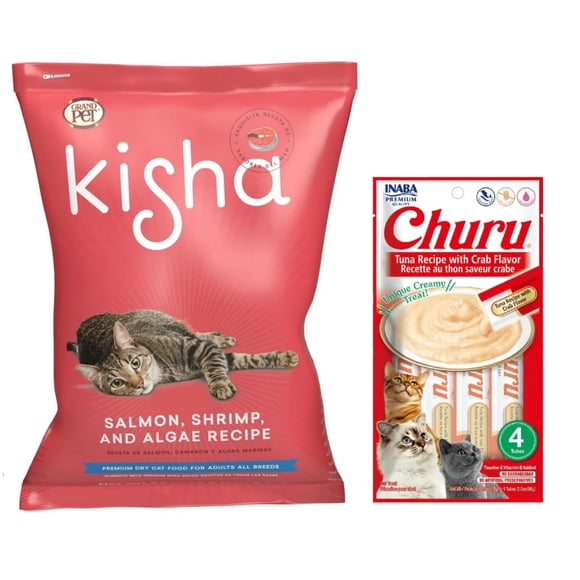GrandPet Kisha Adulto 1.5 kg + Churu Atún con Cangrejo Sobre con 4 Tubos de 14 g