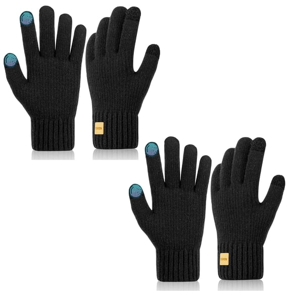 REDESS Winter Gloves for Men and Women Touch Screen Knit Warm Black Gloves for Cold Weather