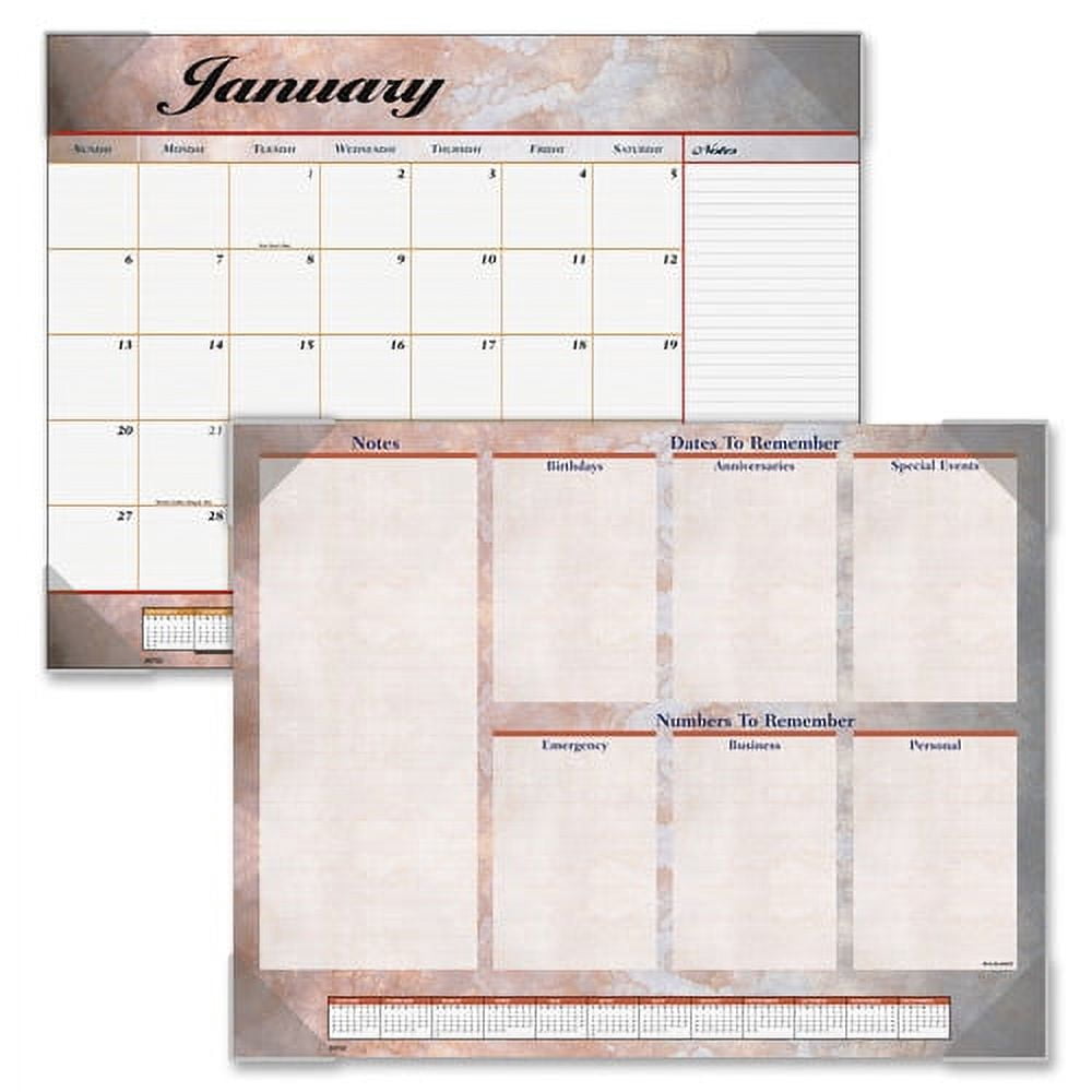 At-A-Glance Monthly Desk Pad Julian Dates - Monthly - 1 Year - January 2022 till December 2022 - 1 Month Single Page Layout - 22" x 17" Sheet Size - 2.43" x 2.25" Block - Desk Pad - Rose, Gray, Burgun