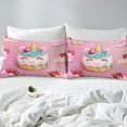 thumbnail image 3 of Erosebridal Cute Unicorn Duvet Cover Twin , Strawberry Cup Cake Bedding Sets Twin Size, Pink, Reversible (No Comforter), 3 of 6