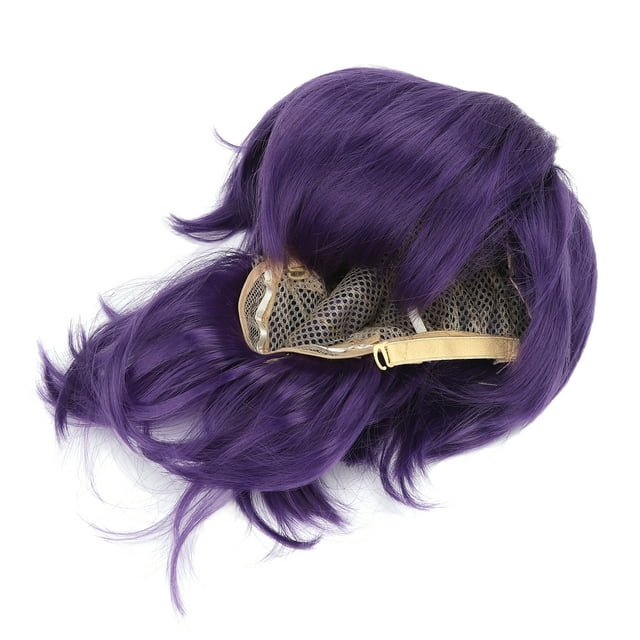 Peluca de cosplay para hombre, peluca corta de pelo sintético morado para disfraz de fiesta de moda de Anime