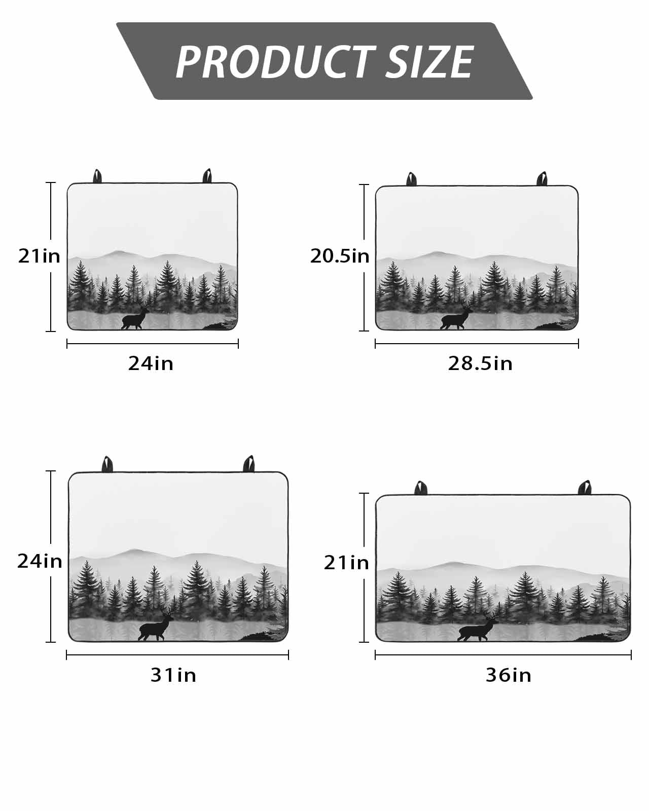 Stove Top Covers for Electric Stove, Black Forests Glass Stovetop Cover Protector, Pine Trees Elk Foggy Farmhouse Rustic Induction Cooktop Protector Oven Mat for Kitchen Countertop 24"x21"