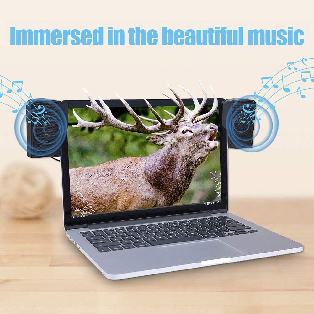 Mini Clip On Laptop Notebook PC Speakers USB Powered Wired Stereo Soundbar - image 2 of 8