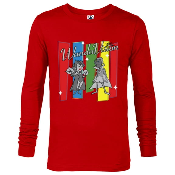 Marvel Studios WandaVision Logo TV Toon B&W Disney - Long Sleeve T-Shirt for Men - Customized-New Red