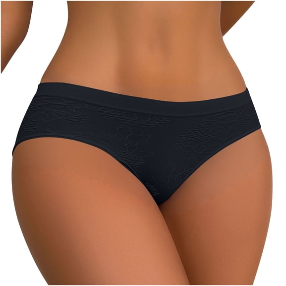 QQAMB Low Rise Underwear for Women Stretchy Hipster Breathable Soft Full Coverage Briefs Seamless Cheeky Solid Panties