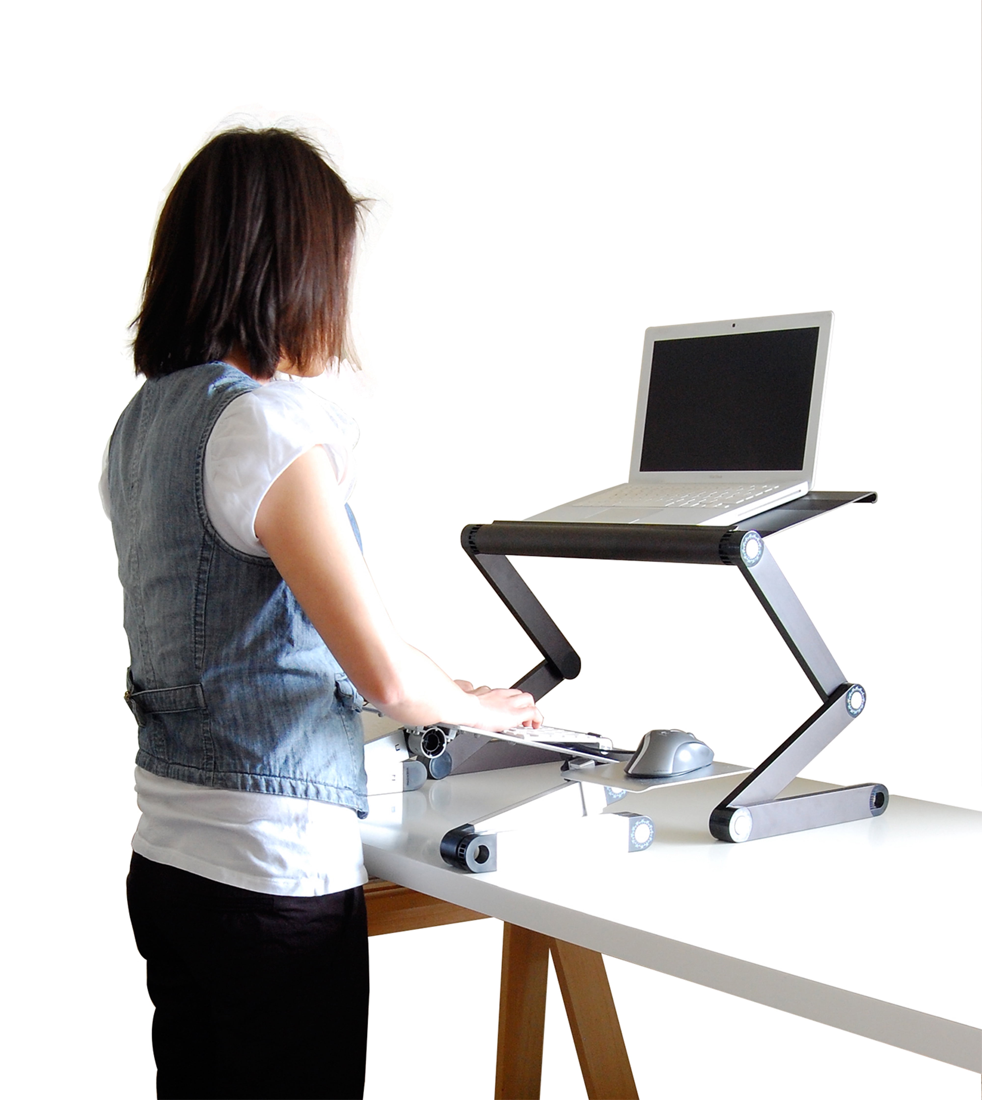 Adjustable Standing Desk Converter – Dual Aluminum Laptop & Keyboard Riser with Independent Height and Tilt
