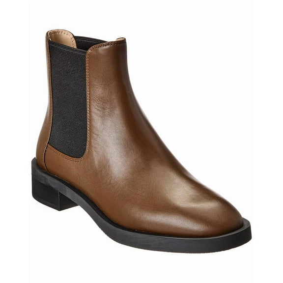 Stuart Weitzman Sondra Sleek Leather Bootie, 6, Brown