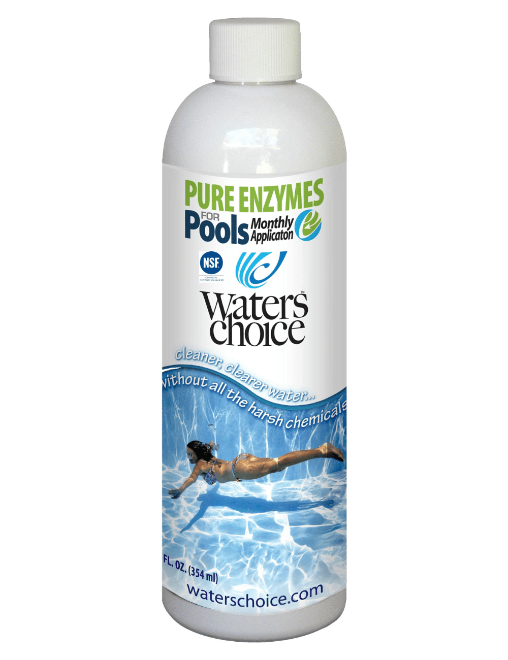 Waters Choice Pure Enzymes for Pools, Natural, Safe, NonToxic Monthly Pool Enzymes, Chlorine