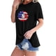 thumbnail image 1 of Fiudx Liquidación de Ofertas Flash Camiseta de Manga Corta con Cuello Redondo y Estampado de Bandera de Moda para Mujer, 1 of 4