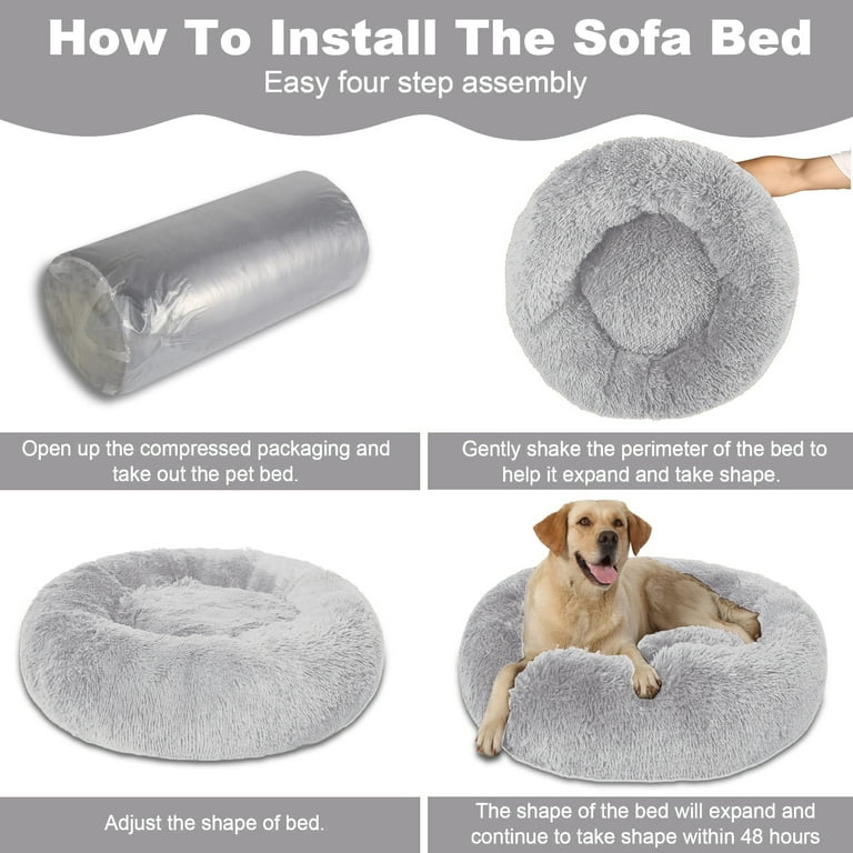 Sanmadrola Medium Dog Bed, 30in Cushioned Donut Cuddler, Anti