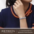 thumbnail image 5 of JeenMata 11 TCW December Blue Topaz - Emerald Cut Birthstone Tennis Bracelet for Women in Eternity Design - White Gold Plating, Female, Adult, 5 of 9