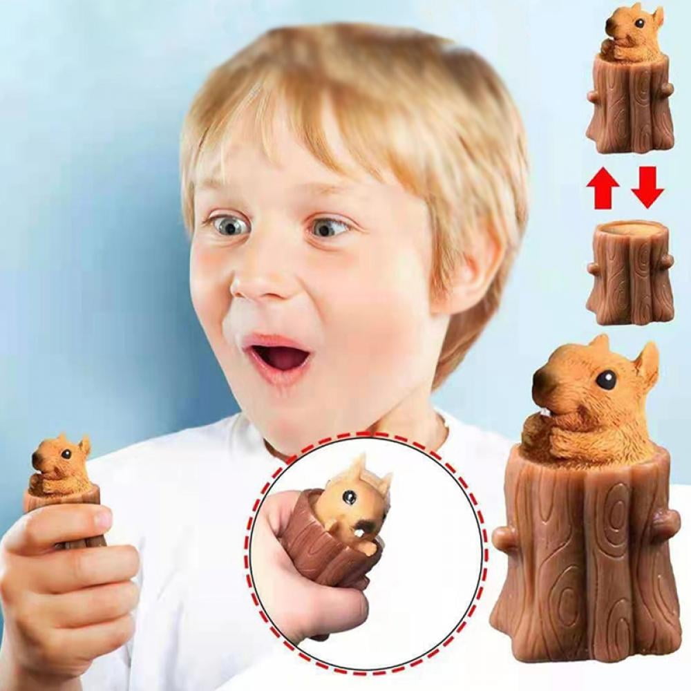 Greyghost Evil Squirrel Cup Squeeze Toy, Unzip Tree Pen Holder, Squeeze