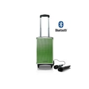 Bluetooth Party Karaoke Sound System With Telescoping Handle & Wheels Wireless Mic Color: Green