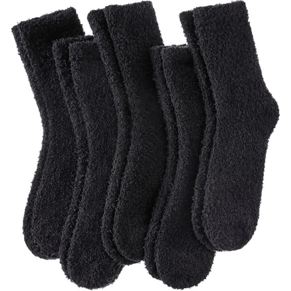 Womens Fuzzy Socks Cozy Fluffy Winter Warm Slipper Socks Microfiber Soft Home Sleeping Socks - 5Pairs