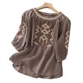 thumbnail image 4 of Kezqiaxn Plus Size Tops for Women Embroidery Half Sleeve Crew Neck Loose Shirts Business Casual Dressy Blouses, 4 of 5