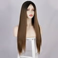 thumbnail image 5 of European Long Brown Black Straight and Curly Lace Wig for African Women - Elegant Fiber Hair Wig, 5 of 7
