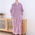 thumbnail image 3 of Kureaily Mens Bathrobe Autumn Winter Flannel Pajamas Loose Zippered Thick Nightgown Lounging Suit Short Sleeve Sleepwear, 3 of 4