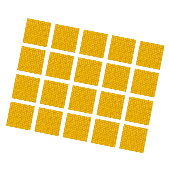 Unique Bargains 20pcs Reflective Stickers Square Shape Safety Tape Reflector Universal for Cars Waterproof PET Yellow