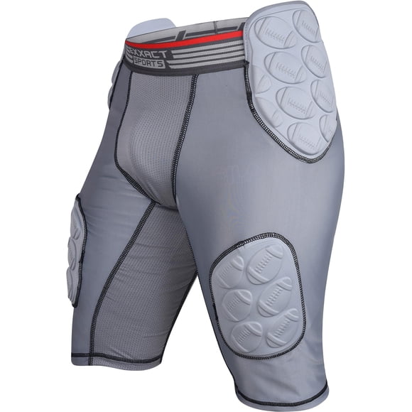 Exxact Sports Touchdown 5-Pad Adult Football Girdle for Men - Football Padded Girdle with Cup Pocket, Mens Girdle Pants (Adult Small, Gray)