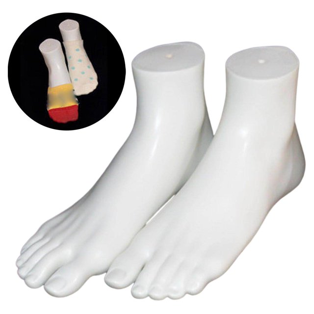 kurtrusly PVC Mannequin Adult Feet Ankle Bracelet Foot Left and Right for Toe Rings White