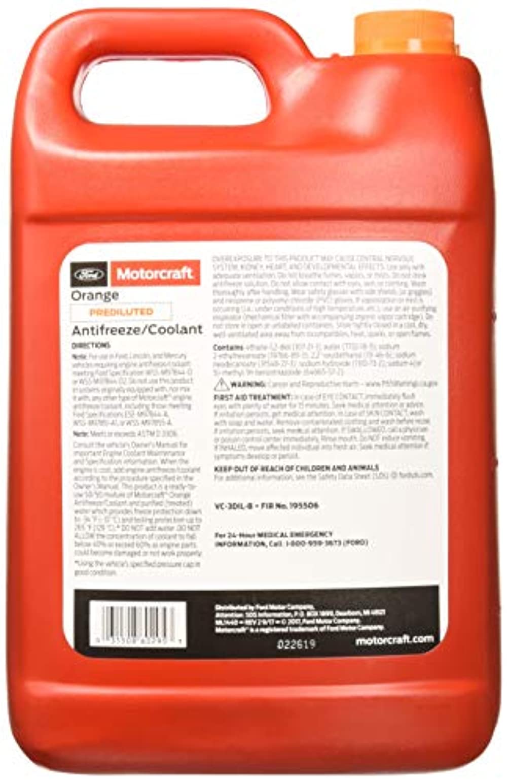 Motorcraft VC-3DIL-B Orange Prediluted Antifreeze / Coolant - Gallon