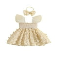 thumbnail image 1 of 2 Pcs Robe pour Filles Tout-Petits Tenues Papillon Princess Robe en Tulle avec Bandeau Robe de Fête d'Été Violette 3-4 Ans, 1 of 8