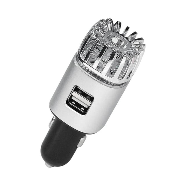 Purificador de aire para coche 2 en 1 con USB, eliminación de humo y malos olores, 12 V CC Plata