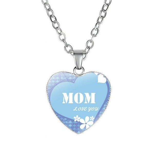 Fiudx Collar de Corazón, Elegante Joya con Colgante para Mamá, Elegante Accesorio de Piedras Preciosas, Aleación Duradera, Ideal para Fiestas, Banquetes, Regalo de Moda para Mujer, Incluye Caja.