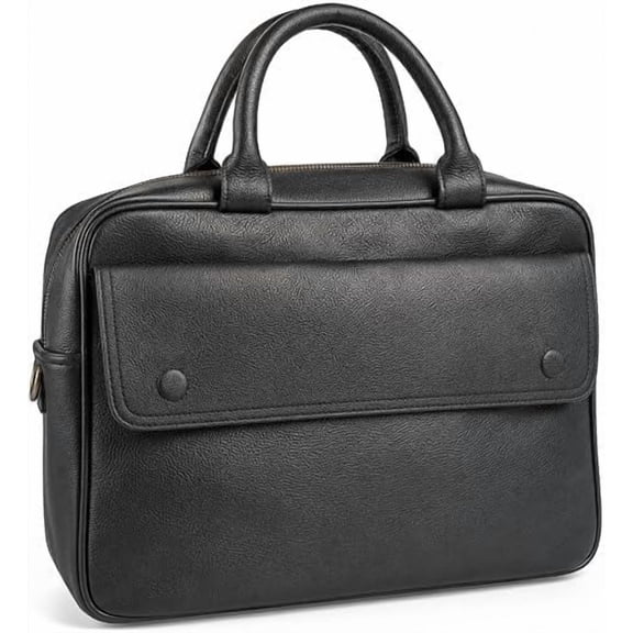 Leather Laptop Briefcase for Men & Women, Business Handbag with Front Pocket, Professional Office Work Messenger Bag