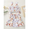 thumbnail image 3 of Baby Girl Summer Skirt Outfits Floral Print Sleeveless Tops Button Embellished Skirt Two Piece Set, 3 of 8