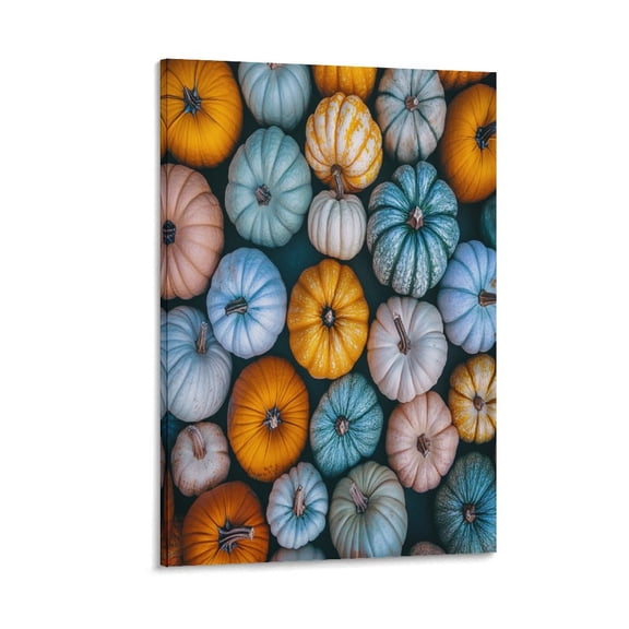 Canvas Print Colorful Pumpkins Canvas Prints Wall Art Autumn Farmhouse Decorations Wall Art for Bathroom 8x12inch Bathroom Decor Wall Art Ready to Hang Wall Pictures Home Decor
