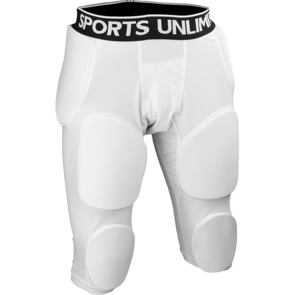 Sports Unlimited Lightweight Integrated Football Girdle, Polyester And Spandex White