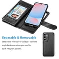 thumbnail image 4 of Wallet Case for Samsung Galaxy S24 FE Wallet Case 6.7" 5G (2024), [9 Card Slots] Luxury PU Leather Credit Holder Carrying Folio Flip [Detachable] Kickstand Magnetic Phone Cover & Lanyard [Black], 4 of 5