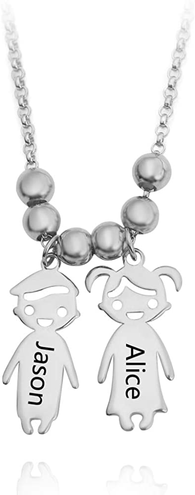 Name Engraved Boy Girl Charm Necklace 
