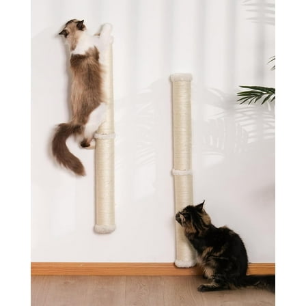 Cat Wall Scratcher, 2-Pack, 34" Sisal Cat Scratching Post, Wall Mounted Cat Furniture for Indoor Cats