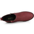 thumbnail image 4 of Unique Bargains Women's Low Chunky Heel Zipper Western Ankle Booties Maroon 7.5, 4 of 6