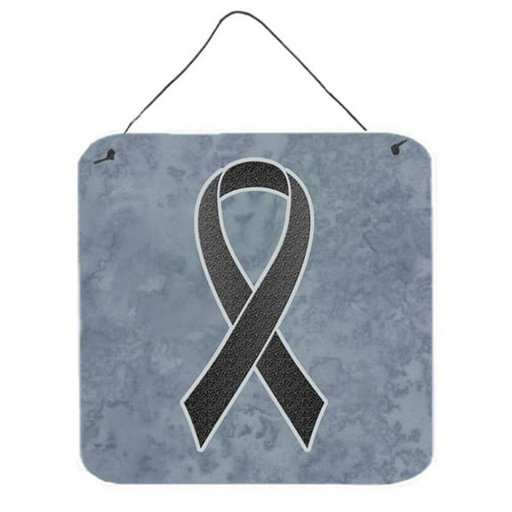 Carolines Treasures  Black Ribbon for Melanoma Cancer Awareness Aluminium Metal Wall or Door Hanging Prints 6 x 6 In.