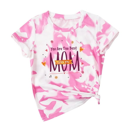 

TAIAOJING Mother & Daughter Matching T-Shirts Clothes Letter Tshirt Women Children Printed Top Kids Family Top Day Mothers