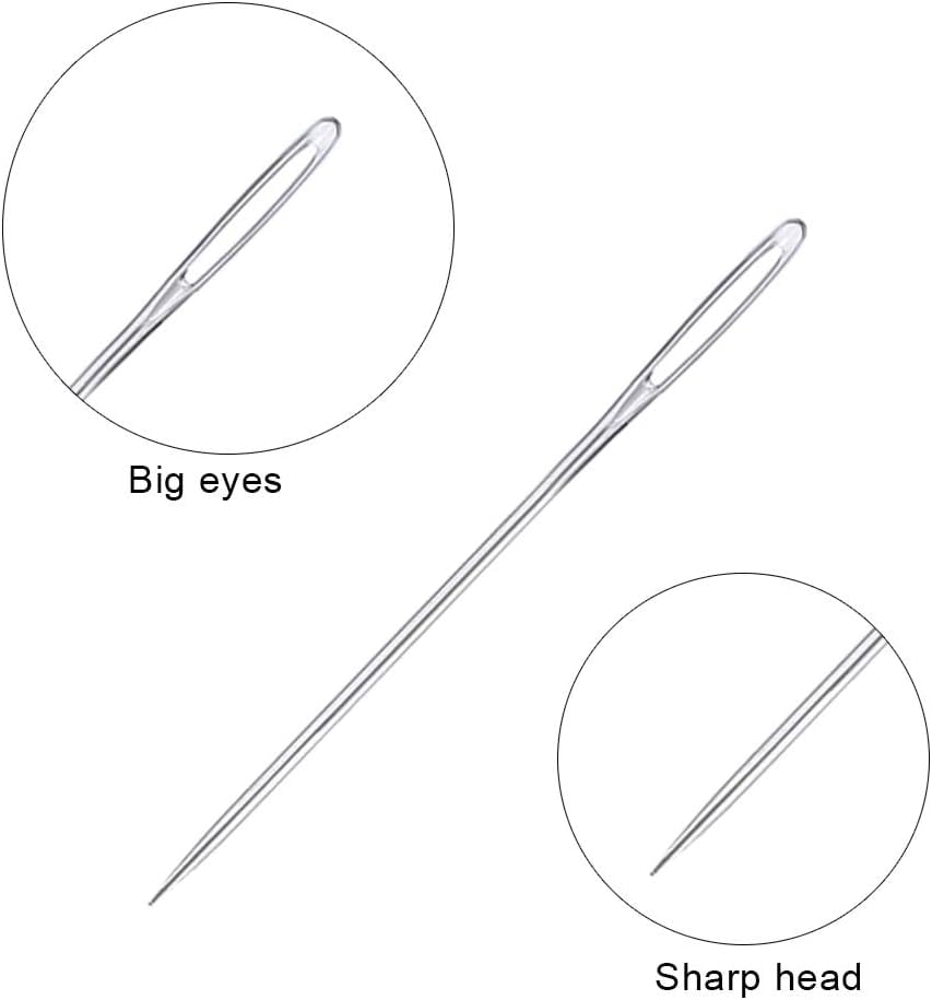 3 Pack 25 Pcs Large Eye Stitching Needles - 5 Sizes Big Eye Hand Sewing Needles with  Clear Storage Tube and 2 Threaders for Stitching, Sewing and Crafting