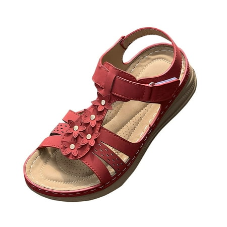 

YUHAOTIN Female Black Sandals Women Wedge Women s Shoes Summer Open Toed Flat Sandals Stylish Outdoor Bohemian Sandals Fish Sandals White Sandals Woman