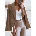 thumbnail image 5 of Womens Double Breasted Tweed Blazers Casual Long Sleeve Open Front Blazer Jackets Work Suits, 5 of 5
