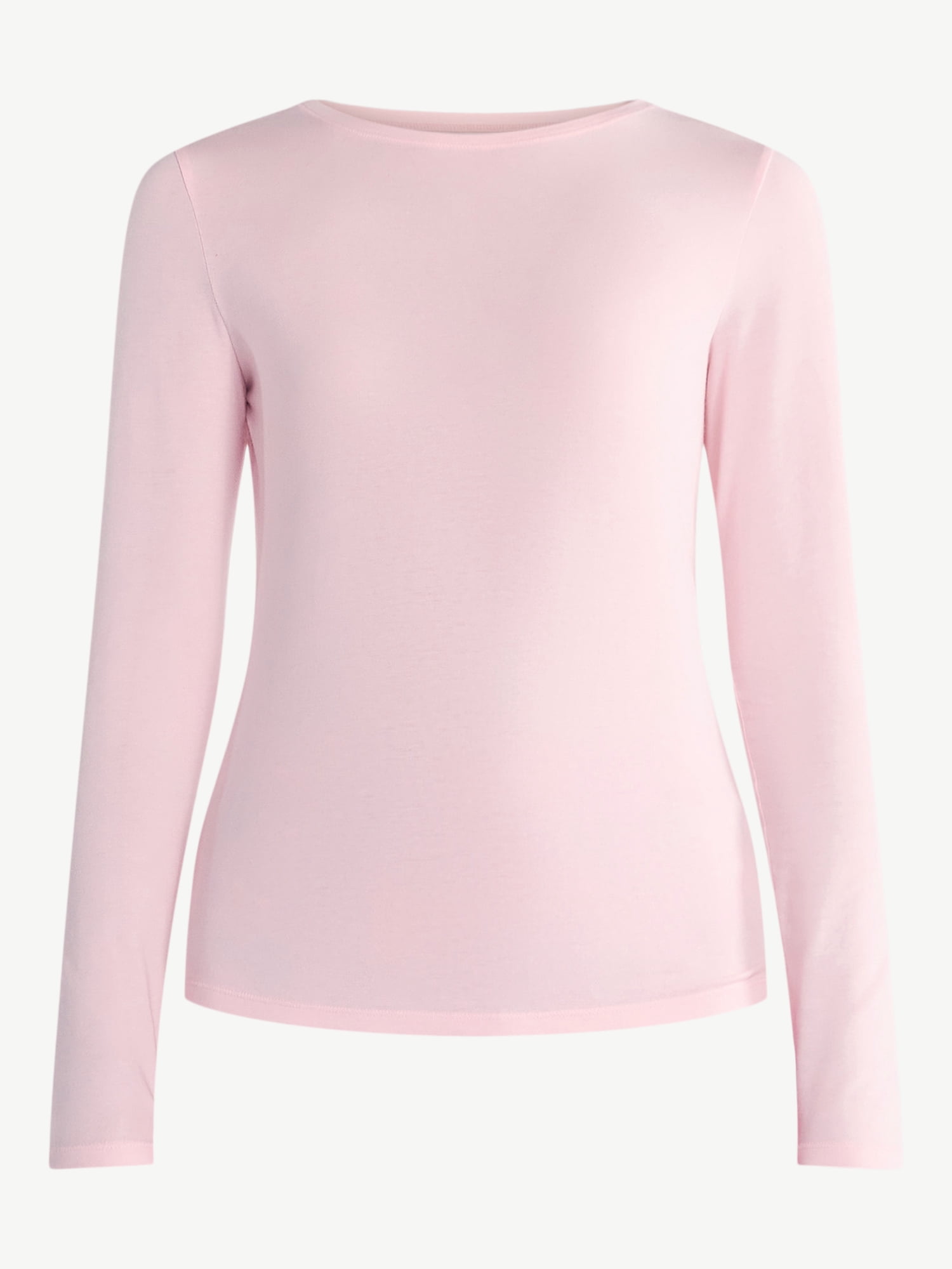 No Boundaries Crewneck Tee with Long Sleeves, Women's & Women's Plus XXS-4X