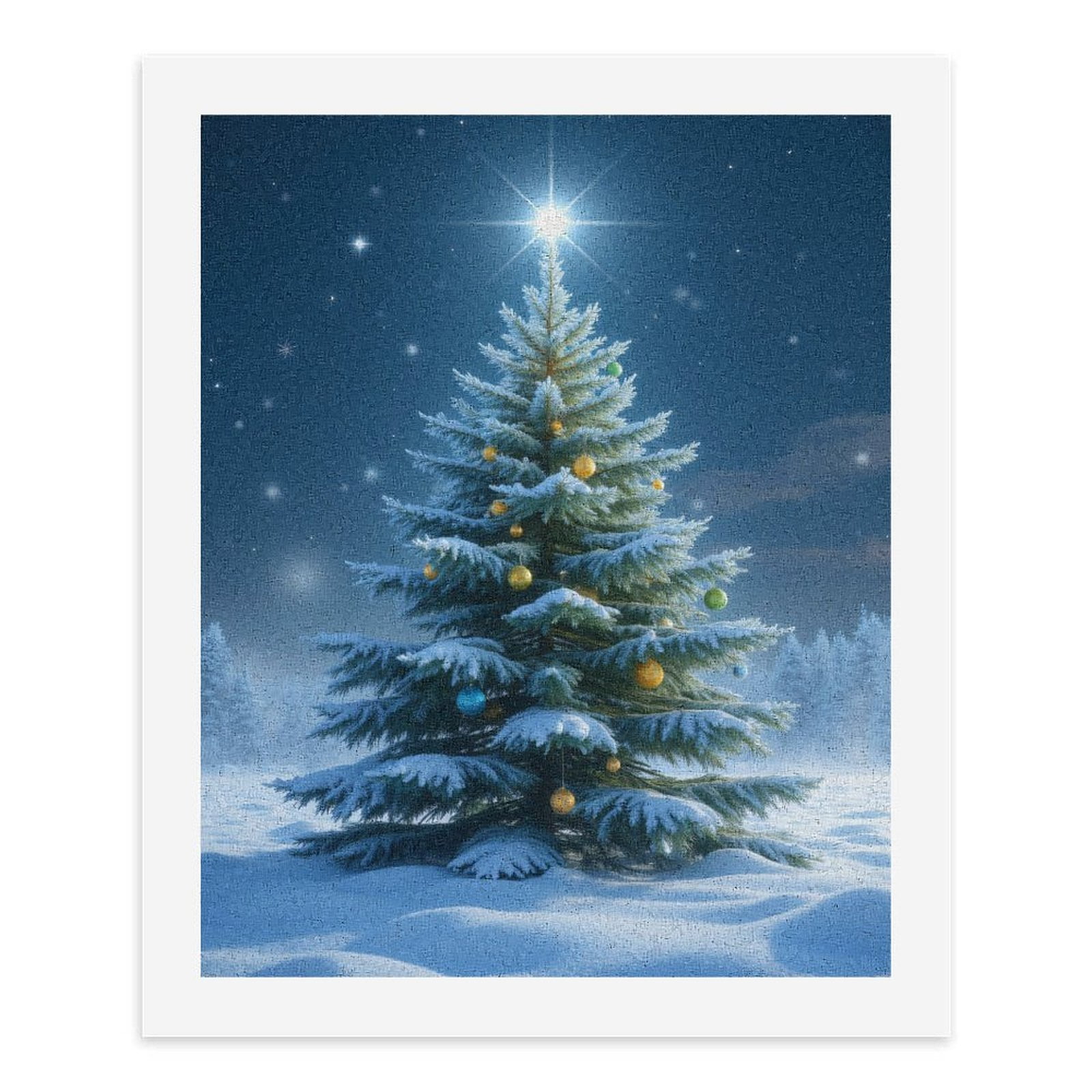 Paint by Numbers Kit for Adults, Snowy Christmas Tree Night Sky Paint by Numbers, Easy Paint by Numbers Kit for Adults Beginner, DIY Adult Paint by Number Kits on Canvas, Home Decor