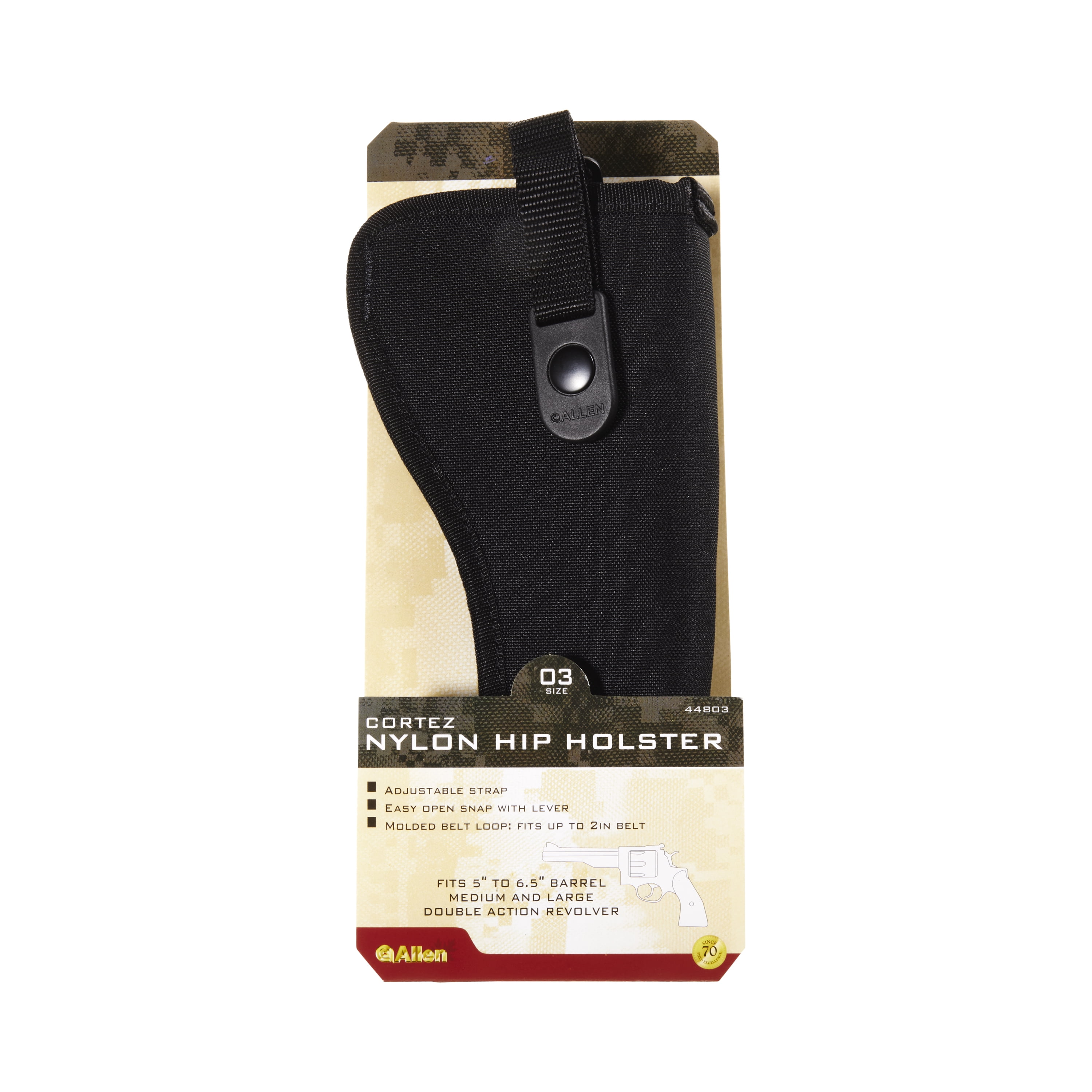 Allen Company Cortez Firearm Holster, Right-Handed, 5-6.5" Barrel Med/Large Frame Double Action Revolvers, Black
