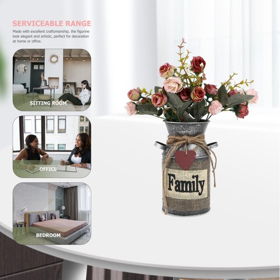 Phenofice 2Pcs Iron Retro Plant Flower Vase Buckets for Decorative Use in Home and Study Spaces
