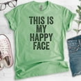 thumbnail image 2 of This Is My Happy Face T-shirt, Unisex Women's Men's Shirt, Mean Face Shirt, Heather Apple Green, Medium, 2 of 6