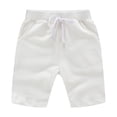 thumbnail image 2 of Gyexs Boys White Shorts Cotton Elastic Waist Adjustable Drawstring Comfortable Summer Shorts with Pockets for Daily Wear White, 3-4 Years, 2 of 5