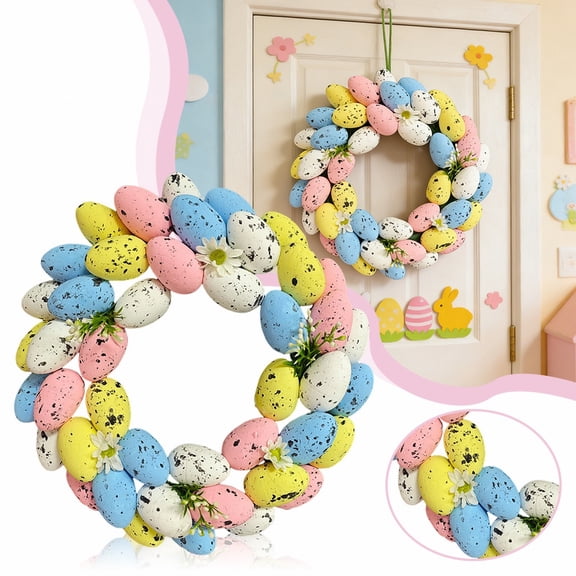 JoyMart Eggs Wreath Colorful Eggs Garlands Creative Wreath Ornaments for Front Door Wall Decor Day