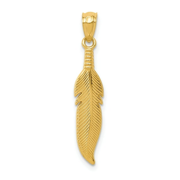 14k Polished Feather Pendant in 14k Yellow Gold
